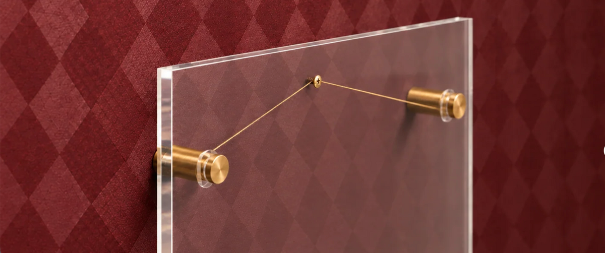 Ermoza Home gold standoff lucite installation