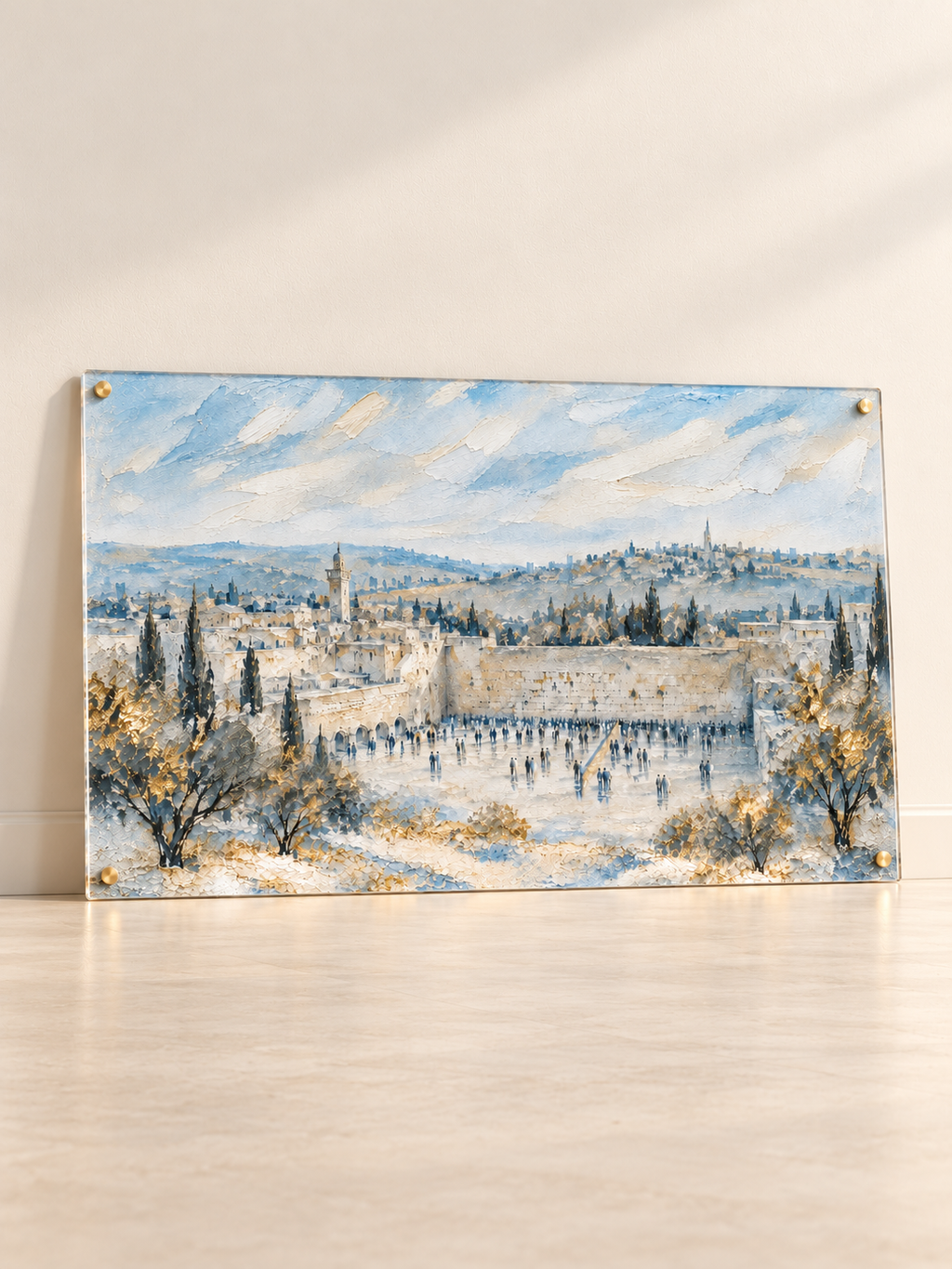 Kotel — Serenity — lucite art with gold standoffs