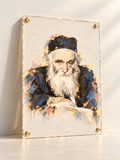 Rav Aharon Kotler — lucite art with gold standoffs