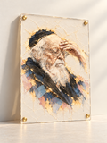 Rav Yosef Shalom Elyashiv — lucite art with gold standoffs