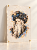 The Ribnitzer Rebbe — lucite art with gold standoffs